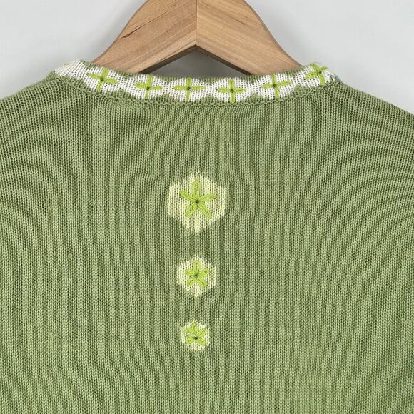 Storybook Knits Vintage 90s Bee Sweater Crochet Granny Square Chunky Cardigan - Picture 9 of 12